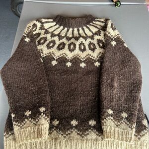 Hand knit soft Brown and Cream Women's Sweater